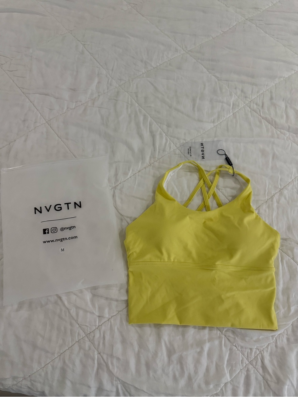 NVGTN Bright Yellow Crisscross Sports Crop Bra